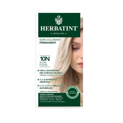 Tinte capilar a base de hierbas Herbatint 10N Blond Platine - Rubio platino, sin amoníaco, coloración capilar natural