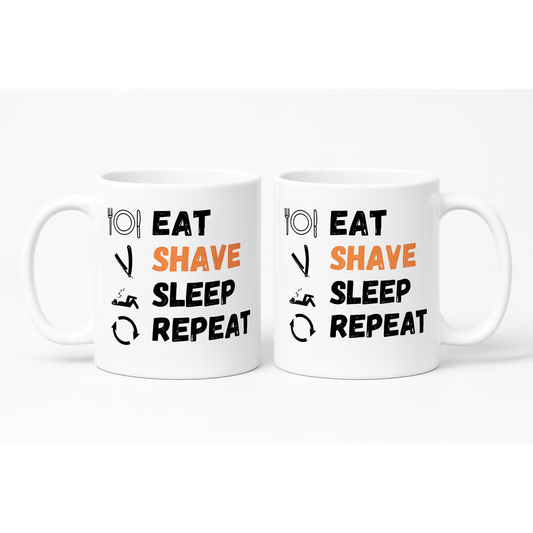 Pasteur Eat Shave Sleep Repeat – Barber Life Ceramic Mug Mugs Pasteur Pharmacy