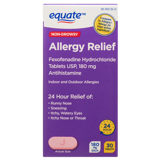 Fexofenadine Hydrochloride 180 mg - 24-Hour Non-Drowsy Allergy Relief, 30 Tablets Medicine & Drugs Pasteur Pharmacy