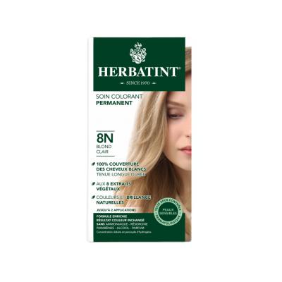 Coloration capillaire Herbatint 8N Blond Clair - Coloration naturelle et douce, sans ammoniaque, couvre les cheveux blancs, aux 8 extraits végétaux