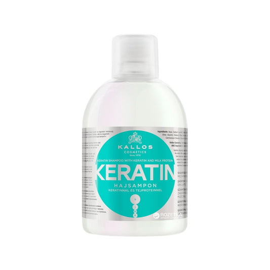 Shampooing à la kératine et aux protéines de lait Kallos Cosmetics, 1000 ml - Soin capillaire nourrissant pour cheveux secs ou abîmés