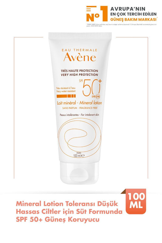 Avène Mineral Sunscreen Lotion SPF 50+ for Sensitive Skin: Chemical Filter-Free, Broad Spectrum UVA/UVB Protection, Gentle Sunblock