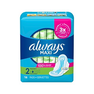 Always Maxi Long Super Pads with Wings 8 Packs of 18 Feminine Pads & Protectors Pasteur Pharmacy
