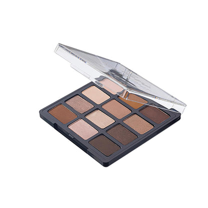 Paleta de sombras de ojos Love at First Sight de Note Cosmetics: 12 colores de alta pigmentación, mate, metalizados y brillantes; larga duración e infusionada con vitamina E