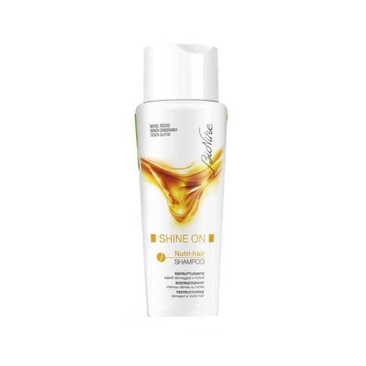 BioNike : Shampooing Nutri-Réparateur Defence Hair Shine On : Restaure la brillance, le volume et protège les cheveux colorés, abîmés et secs à l'huile de coco et d'olive (200 ml)