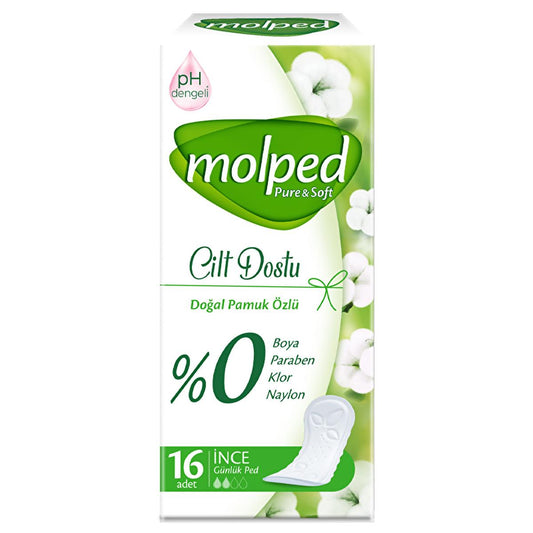 Protège-slips quotidiens Molped Pure & Soft - Naturels, hypoallergéniques, pH équilibré - 16 unités