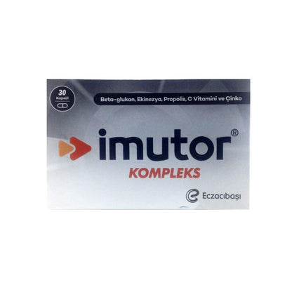Suplemento de apoyo inmunológico Imutor con betaglucano, zinc, propóleo y equinácea - 30 cápsulas