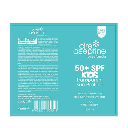Spray de protección solar transparente Cire Aseptine Kids FPS 50+ 200 ml