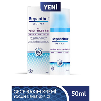 Crème de nuit hydratante intense Bepanthol Derma – Répare et apaise les peaux sèches pendant la nuit avec des huiles naturelles pour soulager la sécheresse du visage