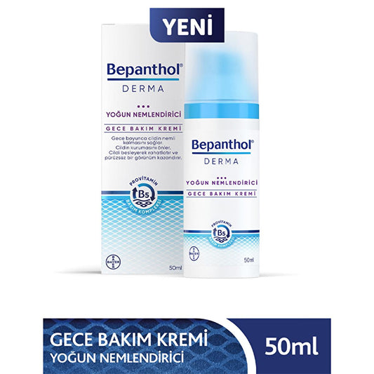 Bepanthol Derma Crema Facial de Noche Hidratante Intensa - Repara y calma la piel seca durante la noche con aceites naturales para aliviar la sequedad facial