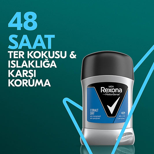 Déodorant anti-transpirant en stick Rexona Men Cobalt Dry - Protection 48h, technologie MotionSense