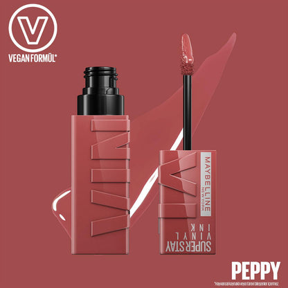 Rouge à lèvres liquide Maybelline New York Super Stay Vinyl Ink - Couleur longue tenue, fini ultra-brillant, 16h de tenue