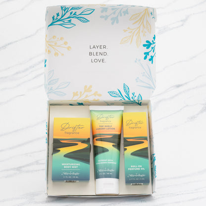 Set de regalo de tres piezas para mujer de Mixologie (elige tu fragancia)