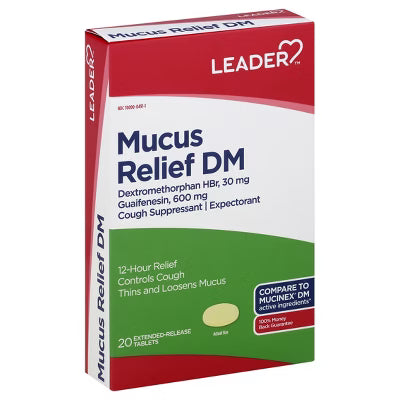 Leader Mucus Relief DM, Extended-Release Tablets, 20 ct (Compare to Mucinex® DM) Medicine & Drugs Pasteur Pharmacy
