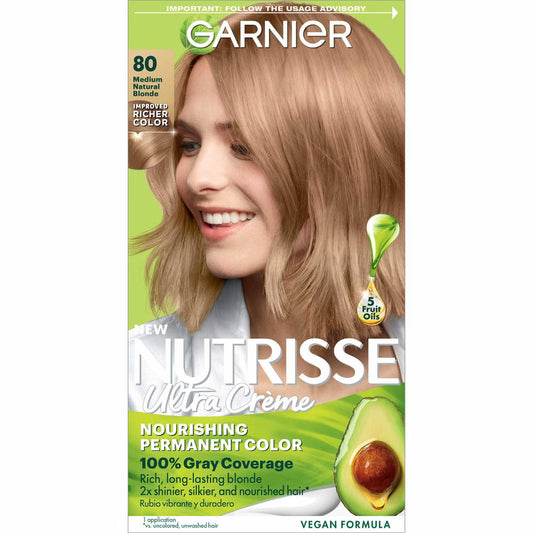 Garnier Nutrisse Ultra Color Nourishing Color Creme 80 Medium Natural Blonde Butternut Hair Color Pasteur Pharmacy