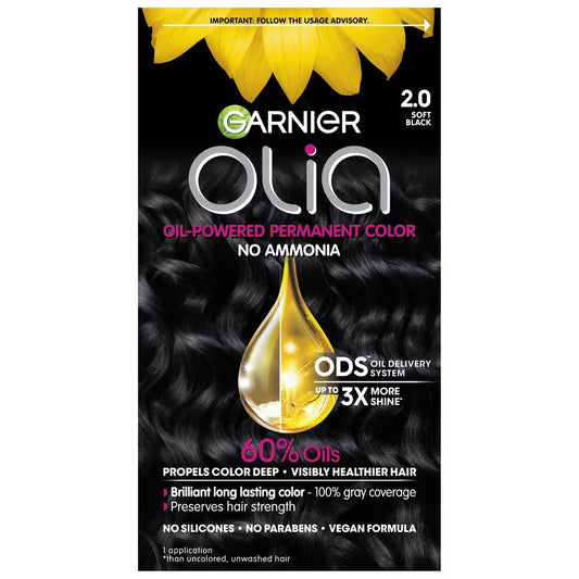 Garnier Olia Oil Powered Permanent Haircolor 2.0 Soft Black Hair Color Pasteur Pharmacy