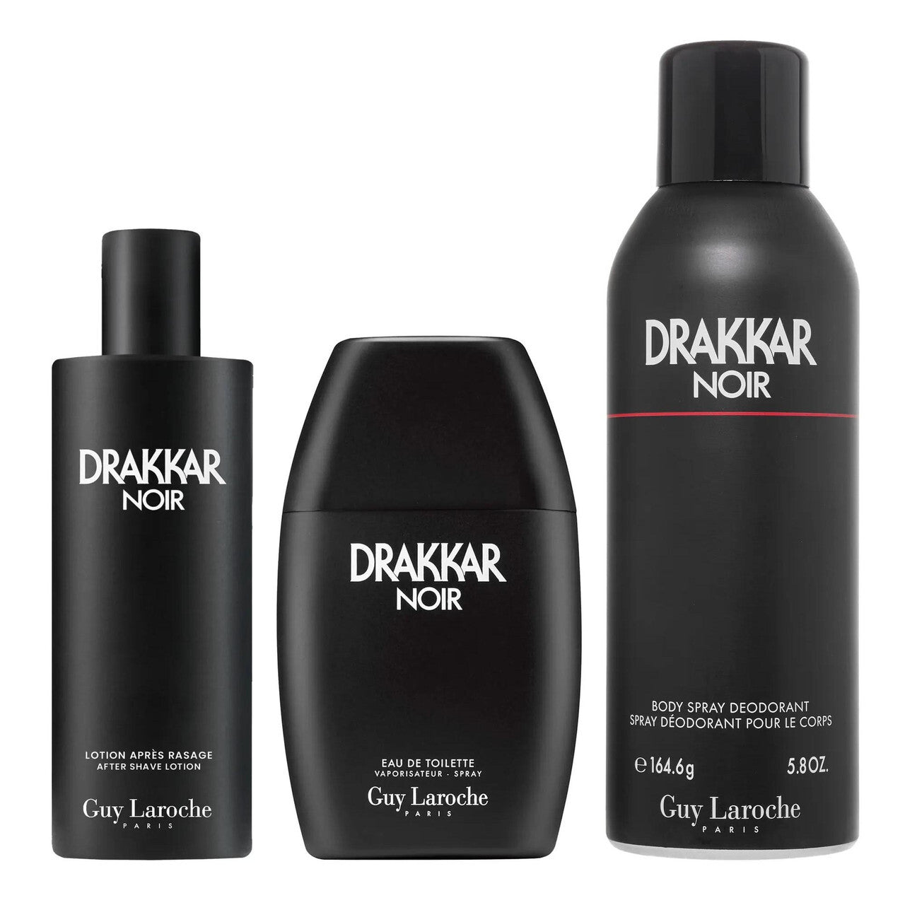 DRAKKAR NOIR 3 PCS SET FOR MEN: 3.4 EAU DE TOILETTE SPRAY + 3.3 AFTER SHAVE LOTION + 5.8 DEODORANT SPRAY MEN Fragrant Nest
