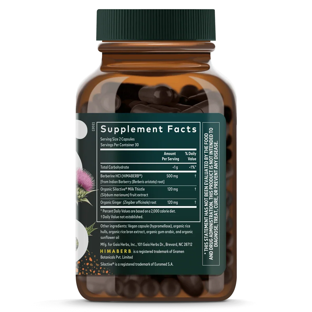 Gaia Herbs Berberine & Milk Thistle – 60 Capsules