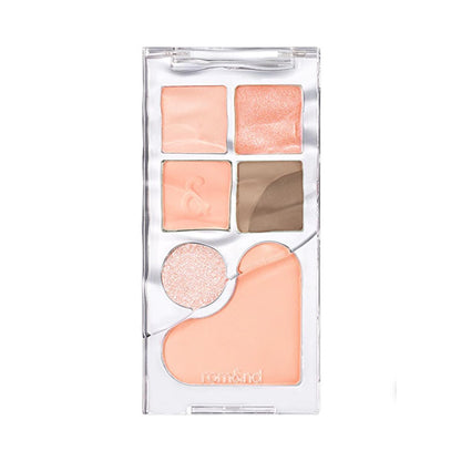Paleta rom&nd Bare Layer 01 Apricot Mood: Paleta coreana para ojos y mejillas con acabados mate y brillante - Maquillaje multiusos de alta pigmentación