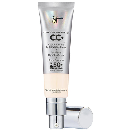 IT Cosmetics CC+ Cream Full Coverage SPF 50+ Foundation: Hydrating, Anti-Aging, and Color Correcting for Flawless Skin