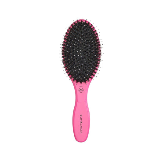 Brosse à cheveux Olivia Garden Expert Care ovale en poils de sanglier et nylon - Outil professionnel de démêlage et de coiffage