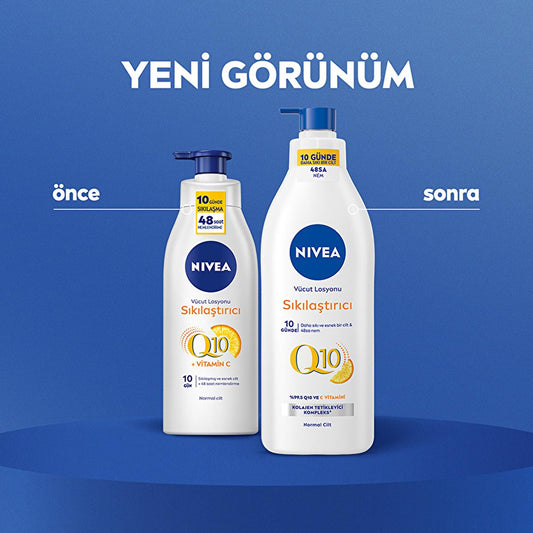 Loción Corporal Reafirmante Nivea Q10 con Vitamina C - Hidratación por 48 horas, Probada Dermatológicamente - 400 ml (13.53 fl oz)