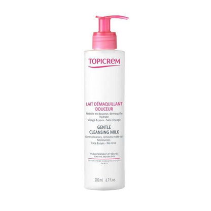 Lait Nettoyant Douceur Topicrem 200 ml - Démaquillant sans paraben pour peaux sèches et sensibles