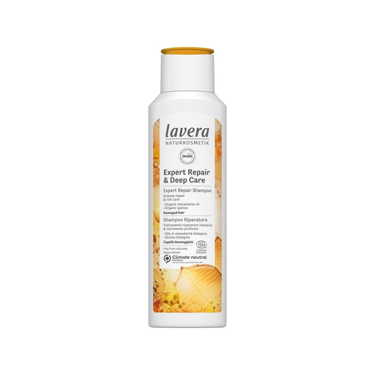 Champú reparador Lavera - Cuidado profundo para cabello dañado, ingredientes naturales, 250 ml