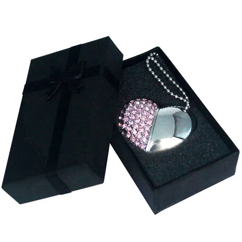Color: Red, Capacity: 8GB - Metal Diamond USB Flash Drive 128GB Crystal Heart With Gift Box Pen Drive 64GB Creative Gifts Memory Stick Pendrive 32GB 16GB 8G