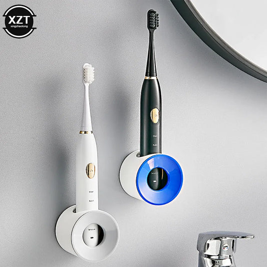 Color: Burgundy - New 1pc Electric Toothbrush Holder Wall-Mounted Dustproof Toothbrush Holder Perforated Bathroom Electric Toothbrush Brush Holder