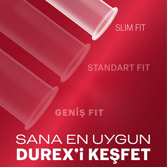 Condones Durex Slim Fit - Lubricados, productos para sexo seguro con mayor sensibilidad - 16 unidades
