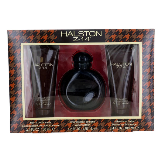 HALSTON Z-14 3 PCS SET FOR MEN: 4.2 COLOGNE SPRAY + 3.4 AFTERSHAVE BALM + 3.4 HAIR & BODY WASH Men Fragrant Nest