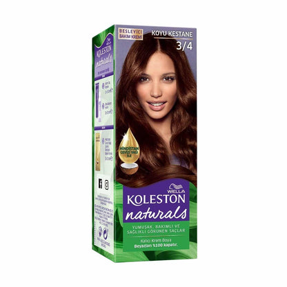 Tinte para cabello Wella Koleston Naturals Castaño Oscuro - Cobertura perfecta de canas y nutrición con aceite de coco para un color intenso