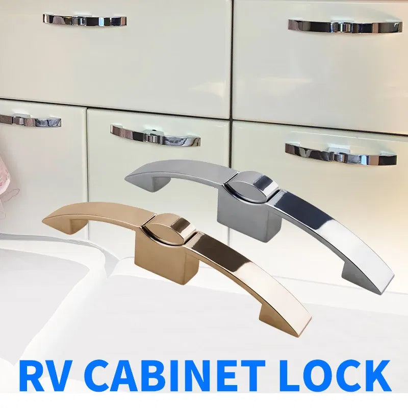Color: grey - 128mm hole distance Camper Car Push Lock RV Caravan Boat Cabinet Locks Handle Home Drawer Latch Button Locks Caravan Motorhome