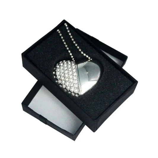 Color: WHITE, Capacity: 8GB - Metal Diamond USB Flash Drive 128GB Crystal Heart With Gift Box Pen Drive 64GB Creative Gifts Memory Stick Pendrive 32GB 16GB 8G