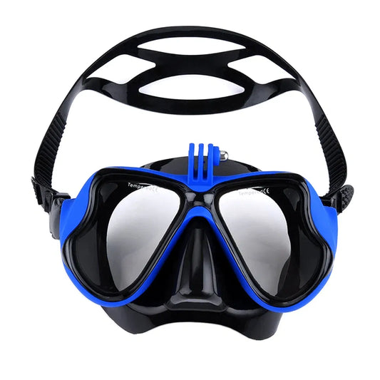 Color: Blue, Size: L/XL - JoyMaySun Professional Underwater Mask Camera Diving Mask Swimming Goggles Snorkel Scuba Diving  Camera Holder For GoPro