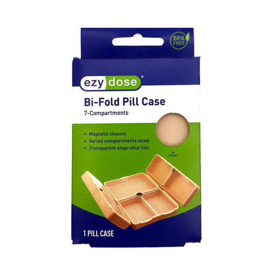 Ezy Dose Bi-Fold Pill Case, 7 Compartments – Compact Travel Pill Organizer – 1 ct Health Care Pasteur Pharmacy