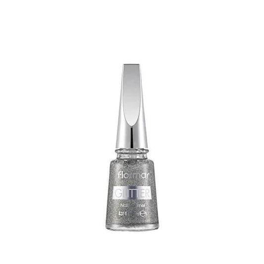 Vernis à ongles pailleté Flormar argent holographique - Vernis à ongles pailleté longue tenue pour créations nail art