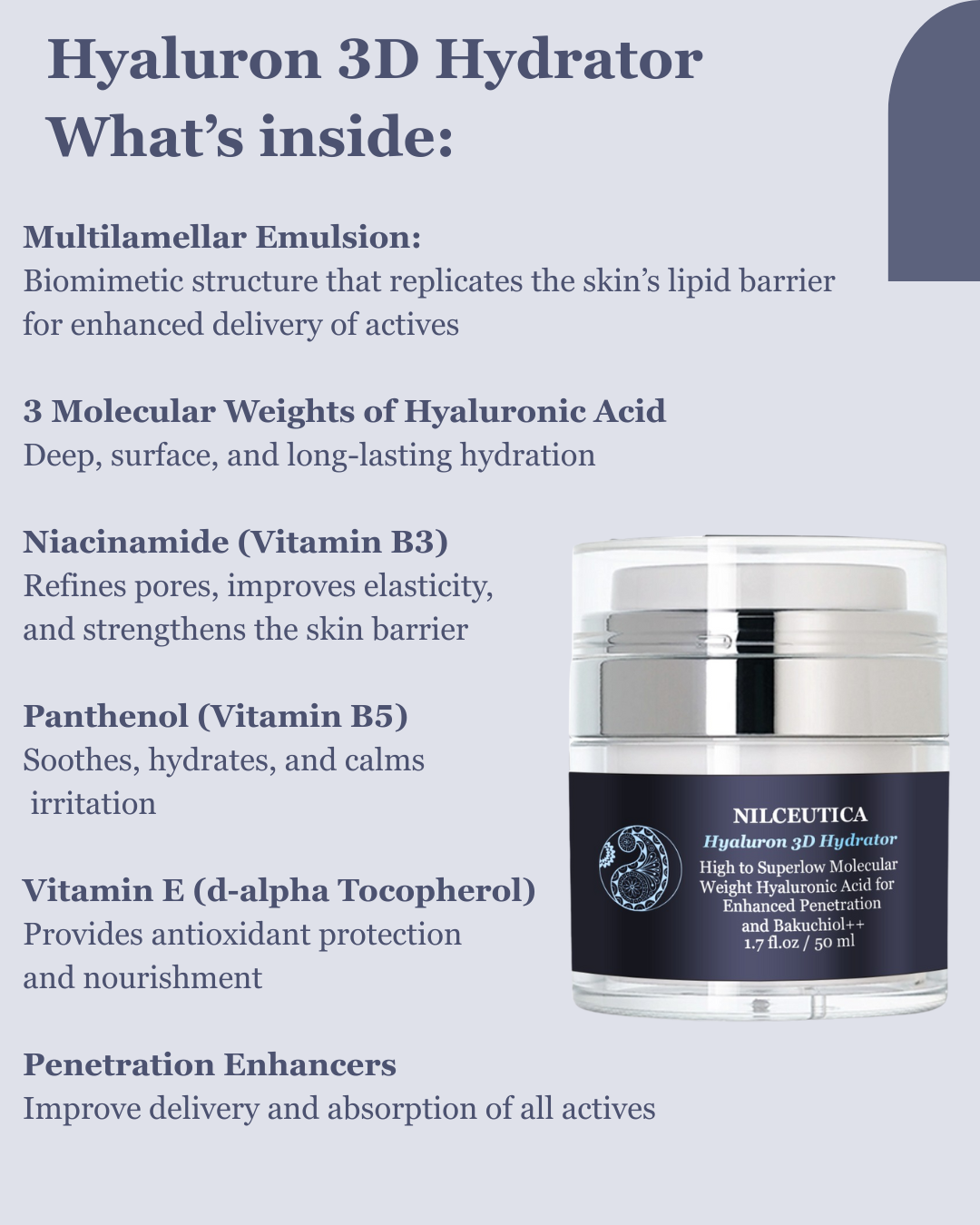 NILCEUTICA Hyaluron 3D Hydrator Multi Lamellar Emulsion The Advanced Response Face and Neck Cream-Serum Anti-aging Best Anti-aging Moisturizer for Dry skin NILCEUTICA