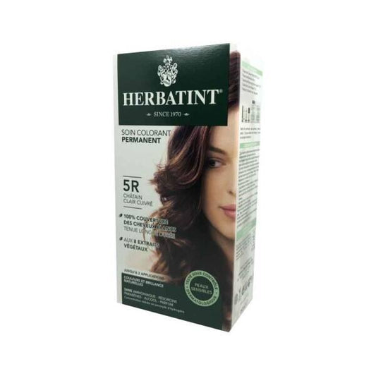 Coloration capillaire Herbatint 5R Châtain Cuivré Clair - Aux extraits végétaux, sans ammoniaque ni parabènes, couverture des cheveux blancs pour cuir chevelu sensible