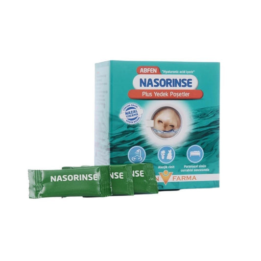 Abfen Nasorinse Plus: Paquete de 50 sobres de recarga para lavado nasal salino para el alivio de la congestión sinusal y las alergias en adultos