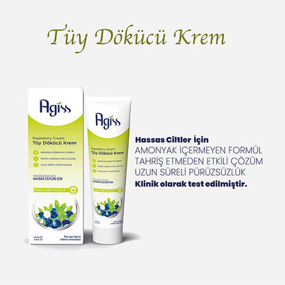 Crème dépilatoire Agiss pour peaux sensibles - 100 ml, sans ammoniaque, testée cliniquement