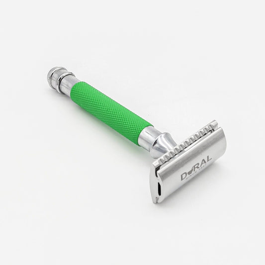 Dural Heavy Stroud Head Double Edge Safety Razor Duty Green/Silver + Pouch Safety Razor Pasteur Pharmacy