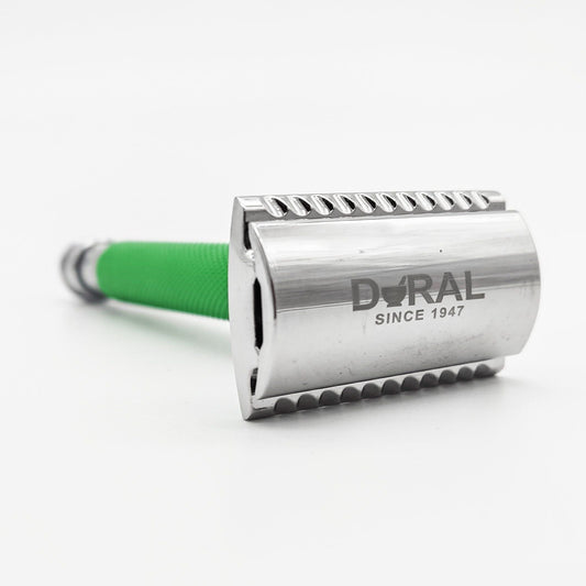 Dural Heavy Stroud Head Double Edge Safety Razor Duty Green/Silver + Pouch Safety Razor Pasteur Pharmacy