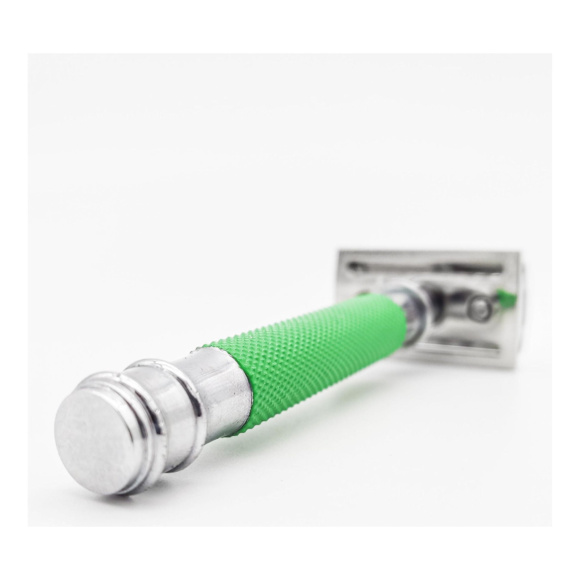 Dural Heavy Stroud Head Double Edge Safety Razor Duty Green/Silver + Pouch Safety Razor Pasteur Pharmacy
