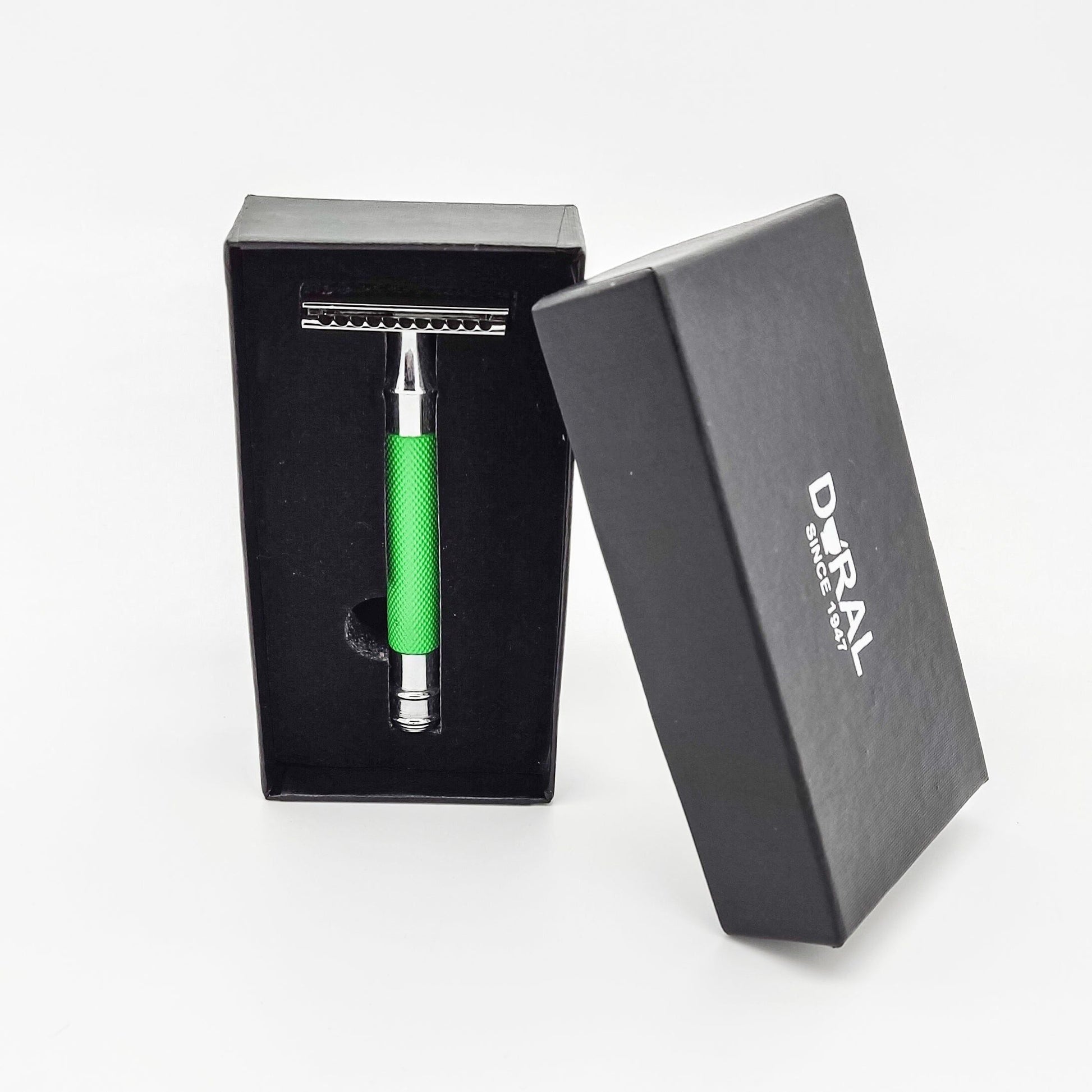 Dural Heavy Stroud Head Double Edge Safety Razor Duty Green/Silver + Pouch Safety Razor Pasteur Pharmacy