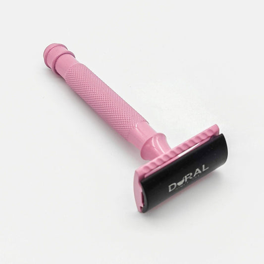 Dural Heavy Stroud Head Double Edge Safety Razor Duty Pink/Black + Pouch Safety Razor Pasteur Pharmacy