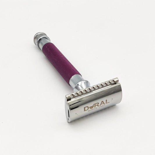 Dural Heavy Stroud Head Double Edge Safety Razor Duty Purple + Pouch Safety Razor Pasteur Pharmacy