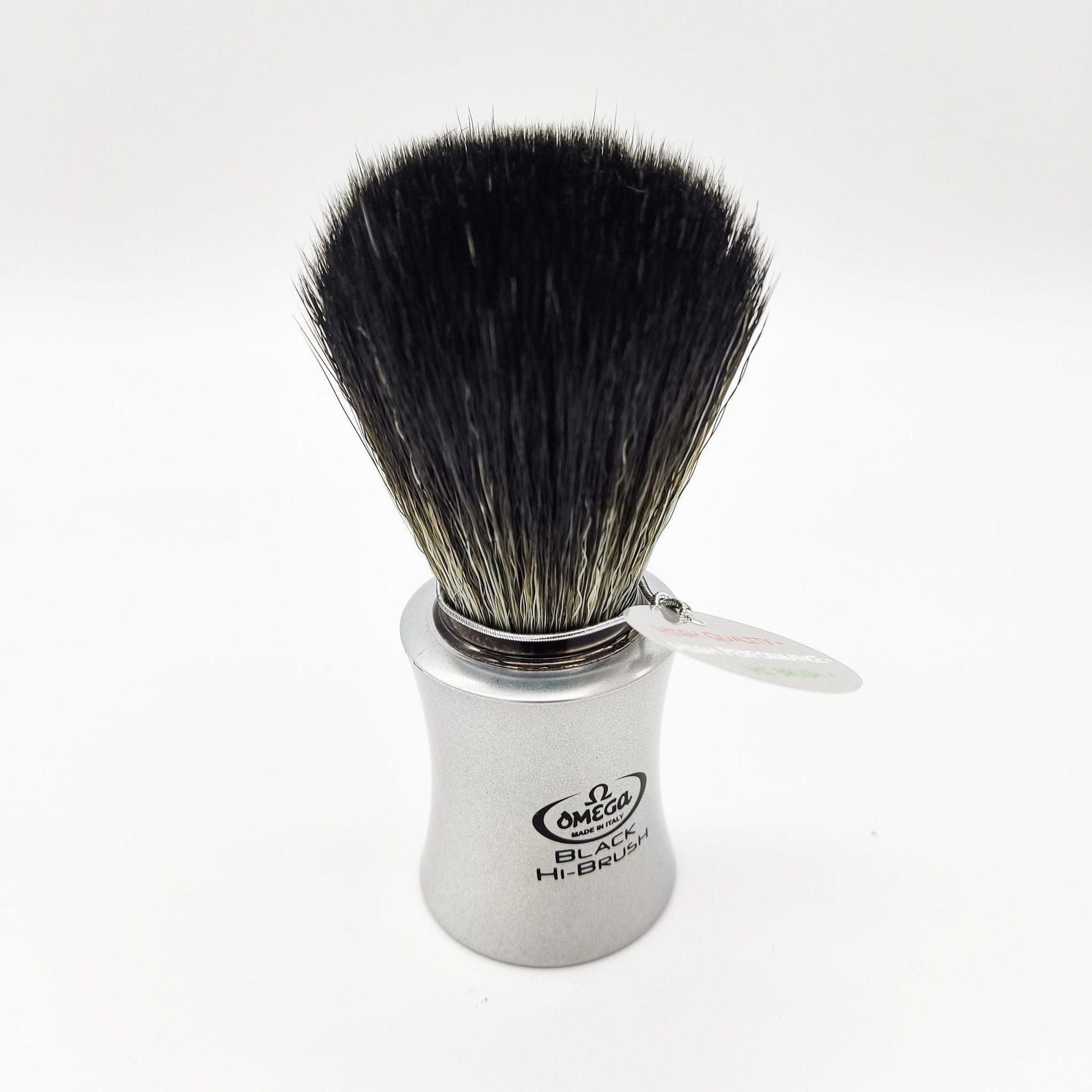 Omega Italy Shaving Brush 196820 Hi-Brush Synthetic Hair Black Vegan Alu-Farbe Shaving Brush Pasteur Pharmacy