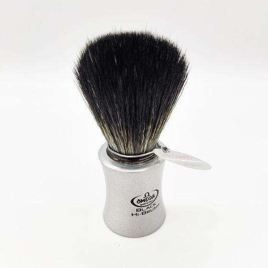 Omega Italy Shaving Brush 196820 Hi-Brush Synthetic Hair Black Vegan Alu-Farbe Shaving Brush Pasteur Pharmacy